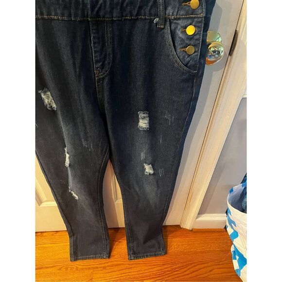 Ava Costume Full Length Distressed Denim Overalls sz L NWT - Picture 4 of 8